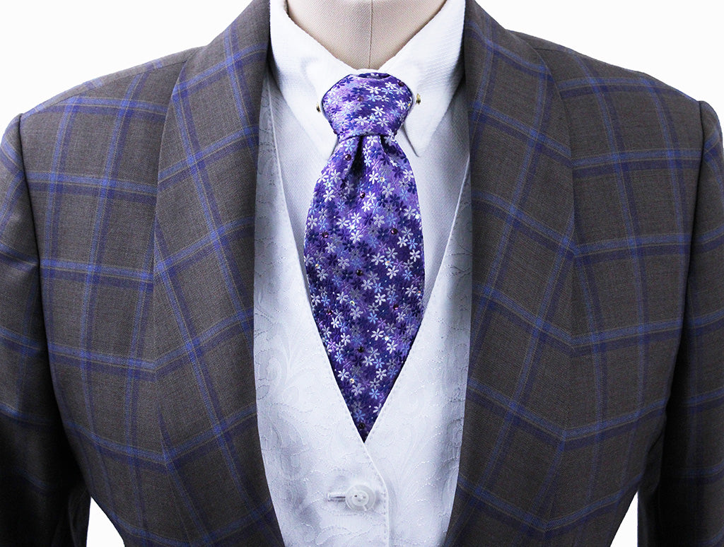 Day Coat Issued By Ellie May Taupe with Purple and Blue Windowpane