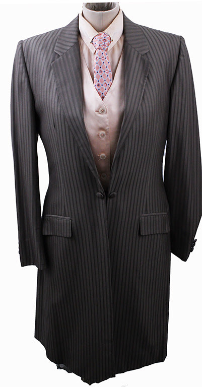 Day Suit Show Season Taupe Shadow Stripe with Coral Pinstripe