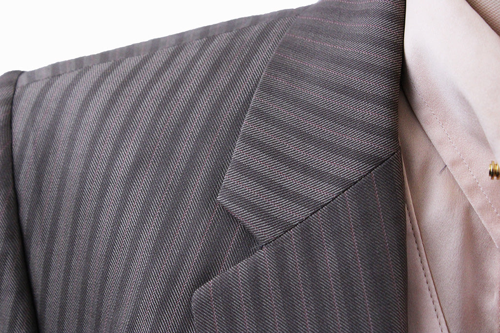 Day Suit Show Season Taupe Shadow Stripe with Coral Pinstripe