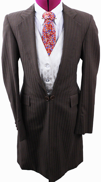 Day Suit DeRegnaucourt Milk Chocolate with Blue Pinstripe