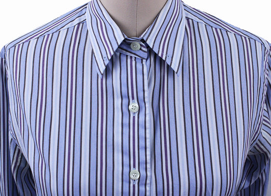 Shirt Richard Bennett Blue with Purple and White Stripe