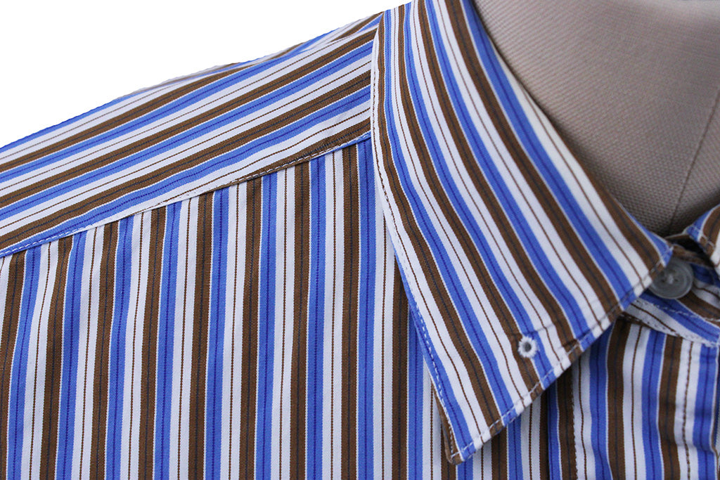 Shirt Becker Brothers Brown and Blue Stripe