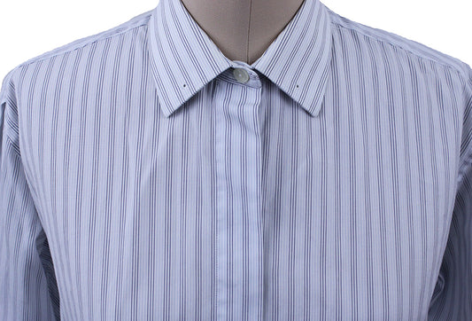 Shirt Frierson White with Light Blue and Navy Pinstripe