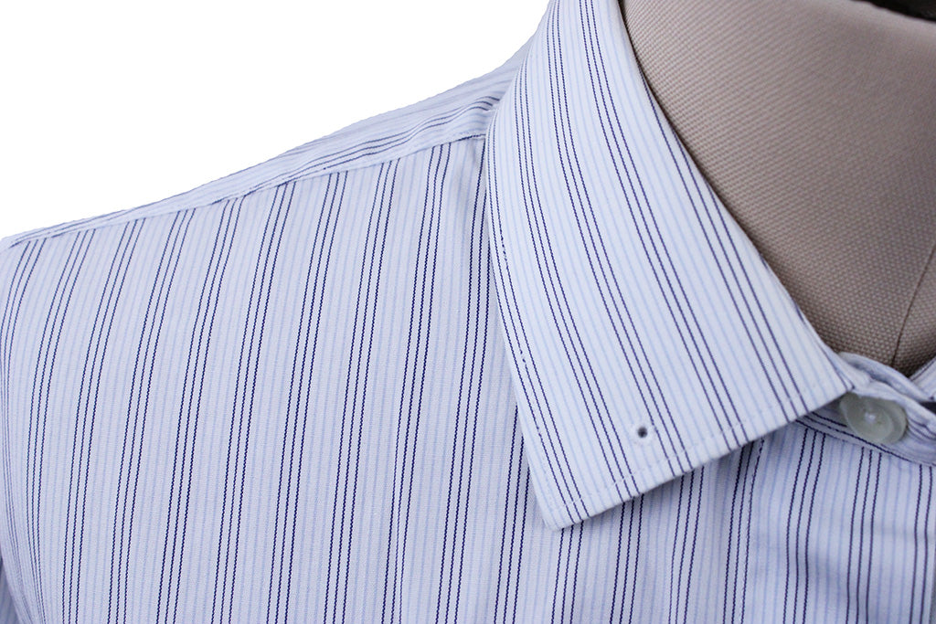 Shirt Frierson White with Light Blue and Navy Pinstripe