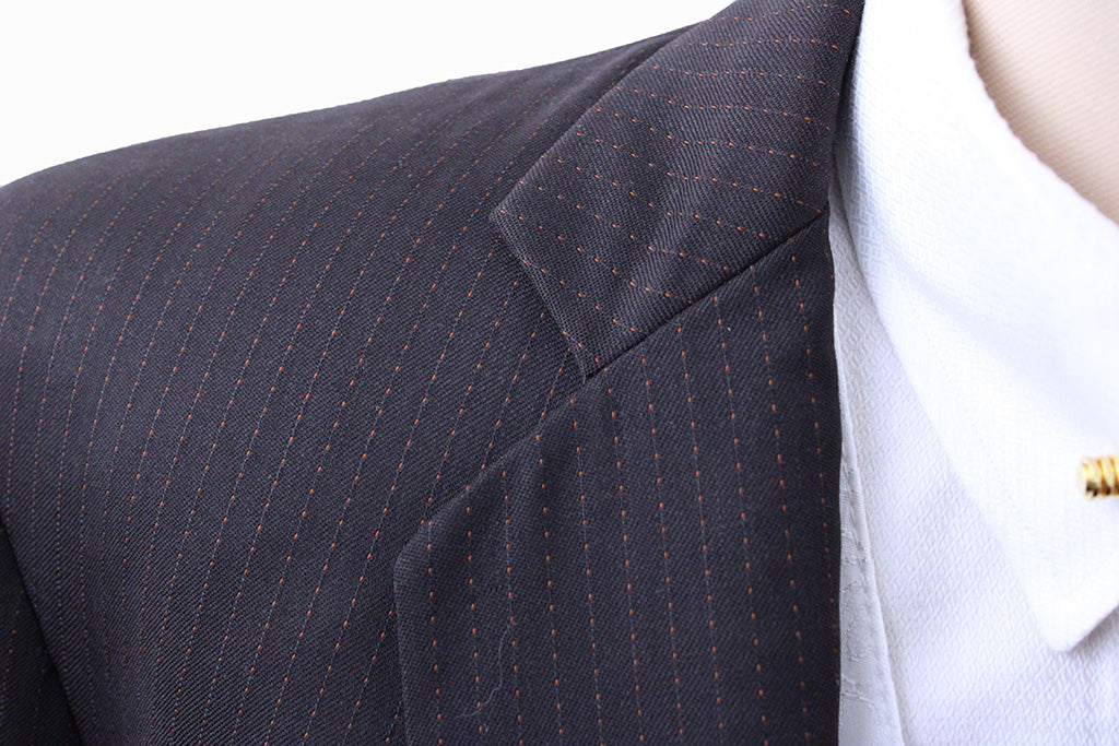 Day Suit Carl Meyers Brown with Rust Dash Pinstripe