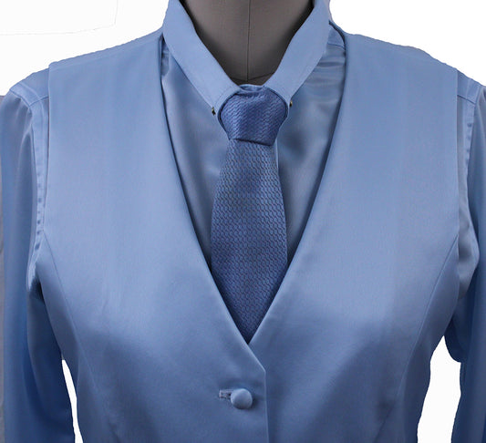 Shirt and Vest Combination Ice Blue Satin