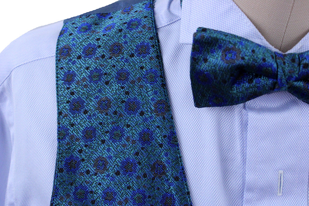 Formal Vest Becker Brothers Emerald and Blue Floral Brocade