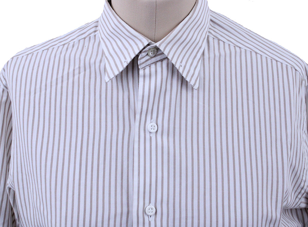 Shirt Carl Meyers White with Tan Stripe