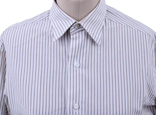 Shirt Carl Meyers White with Tan Stripe