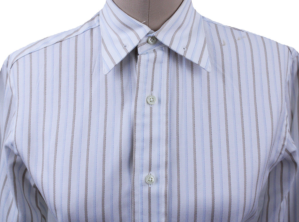 Shirt Carl Meyers White with Blue and Gold Stripe