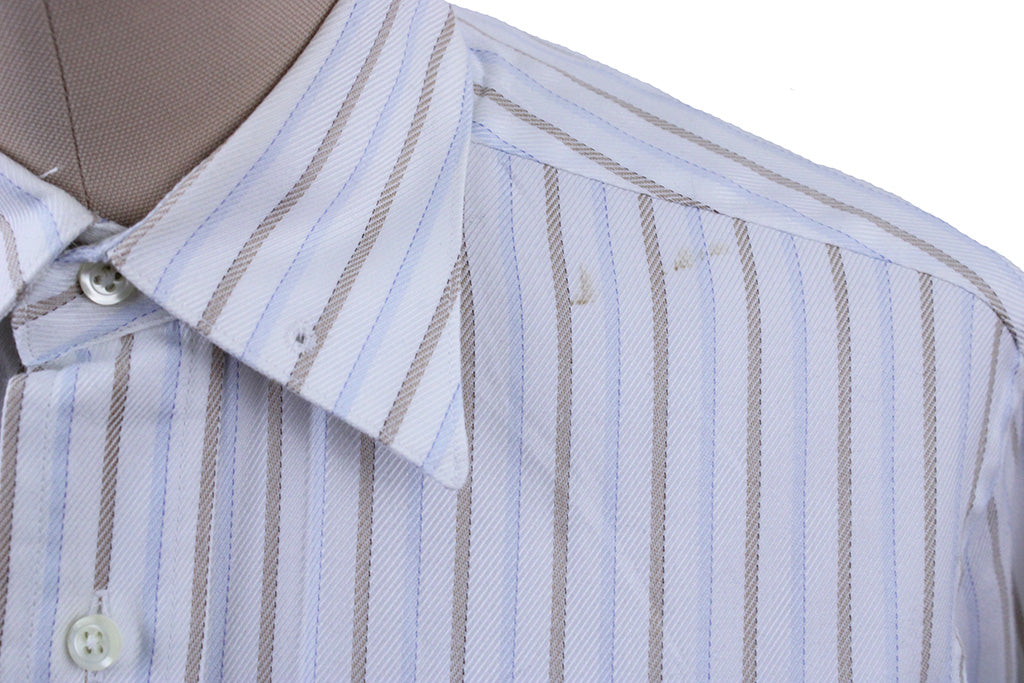 Shirt Carl Meyers White with Blue and Gold Stripe