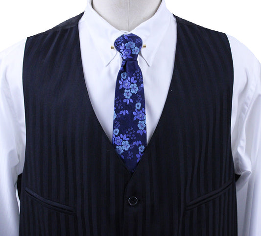 Vest Becker Brothers Men's Navy and Black Shadow Stripe