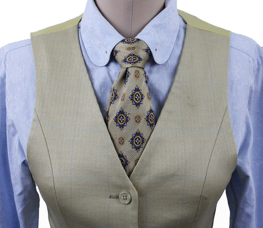 Vest Marsha DeArriaga Yellow and Blue Windowpane