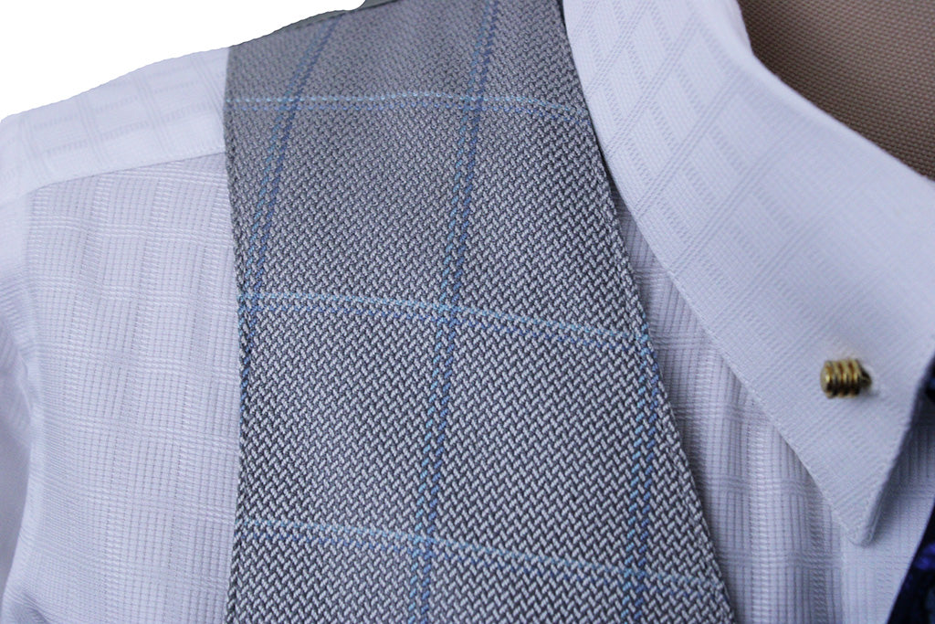 Vest Carl Meyers Silver with Blue Windowpane