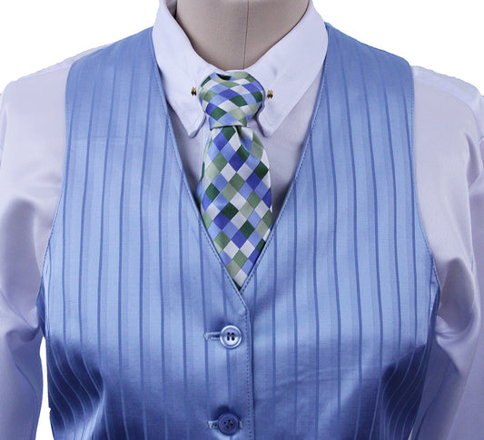 BRAND NEW! Becker Brothers Light Blue Pinstripe Sheen Vest