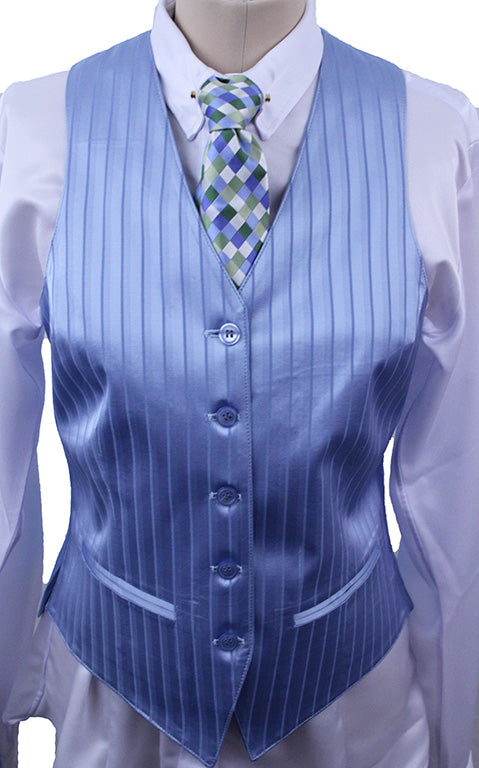 BRAND NEW! Becker Brothers Light Blue Pinstripe Sheen Vest