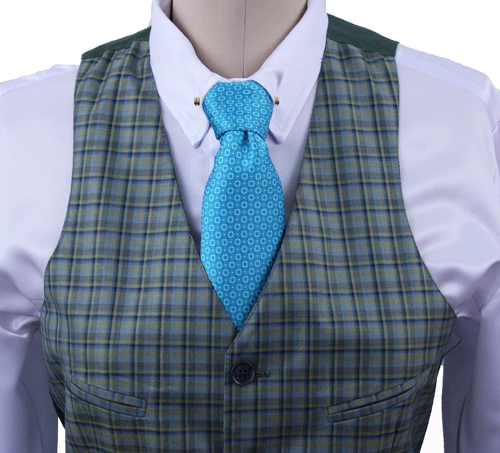 BRAND NEW! Becker Brothers Men's Green and Blue Plaid Vest