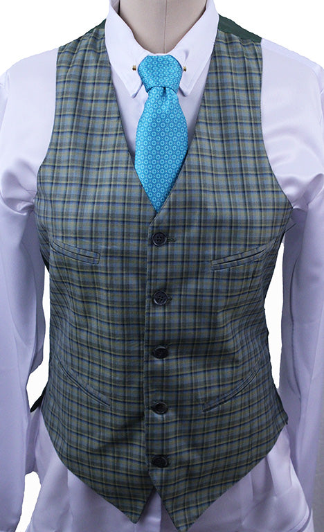 BRAND NEW! Becker Brothers Men's Green and Blue Plaid Vest