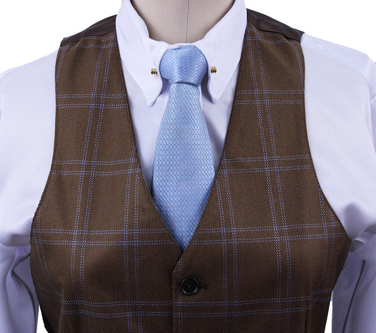 BRAND NEW! Becker Brothers Men's Copper with Blue Windowpane Vest