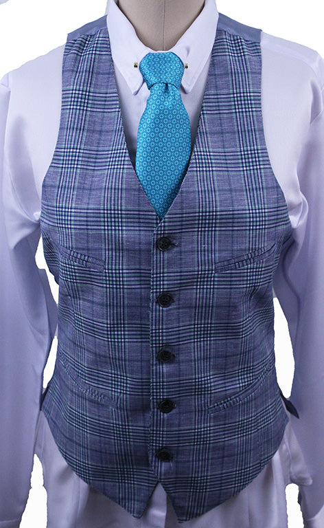 BRAND NEW! Becker Brothers Men's Light Blue with Navy and Lime Glenplaid