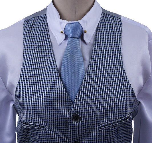 BRAND NEW! Becker Brothers Men's Silver and Blue Houndstooth Vest