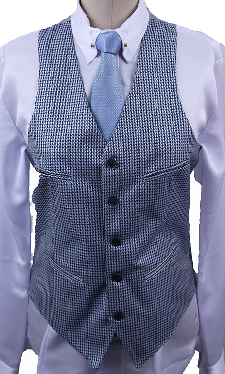 BRAND NEW! Becker Brothers Men's Silver and Blue Houndstooth Vest
