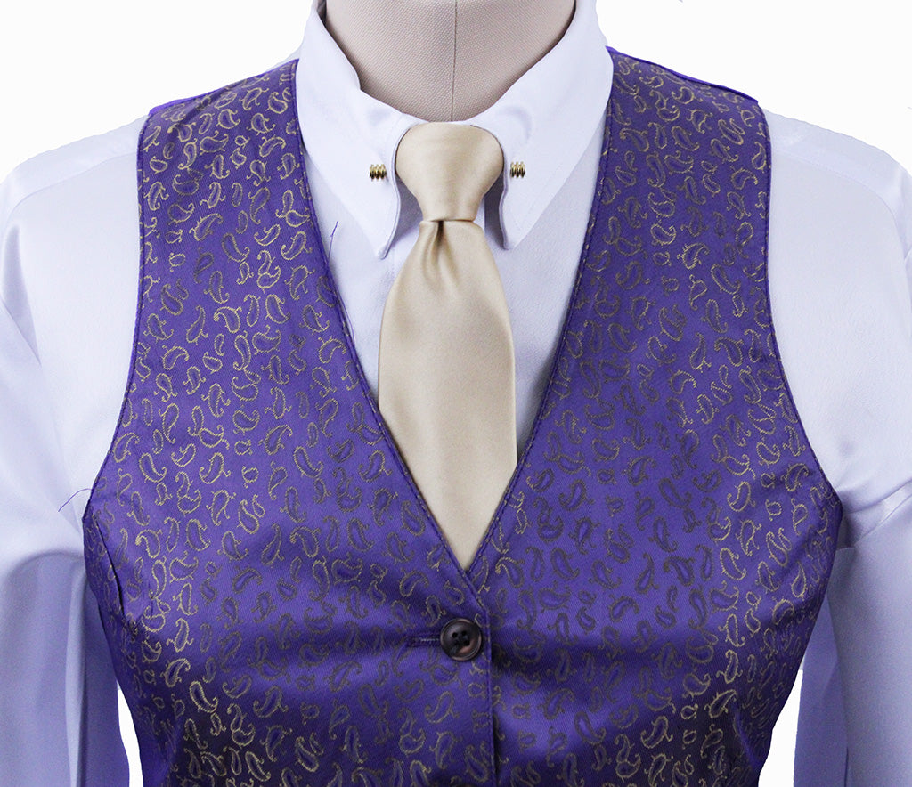 BRAND NEW! Becker Brothers Purple and Gold Paisley Brocade Vest