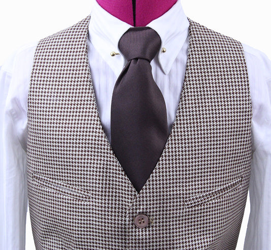 BRAND NEW! Becker Brothers Tan and Merlot Houndstooth Boy's Vest