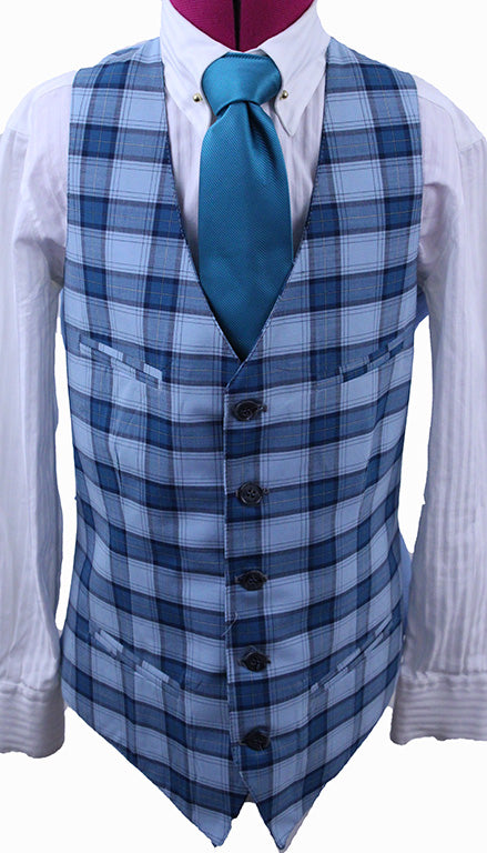 BRAND NEW! Becker Brothers Aqua and Blue Glenplaid Boy's Vest