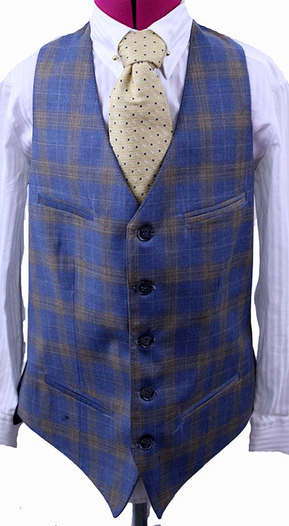 BRAND NEW! Becker Brothers Tan and Blue Glenplaid Boy's Vest