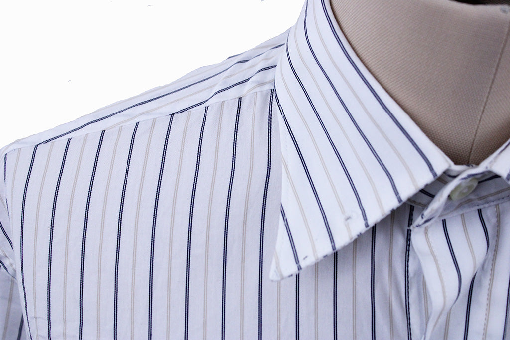 Shirt Becker Brothers Tan and Black Pinstripe