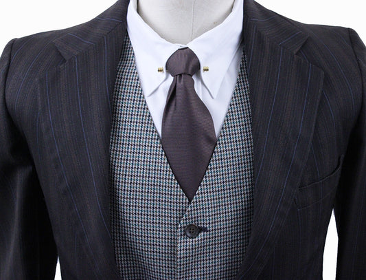 Men's Suit Final Touch Brown with Rust and Blue Pinstripe