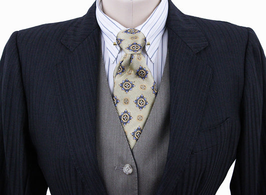 Men's Suit LeCheval Charcoal Shadow Stripe with Gold Pinstripe