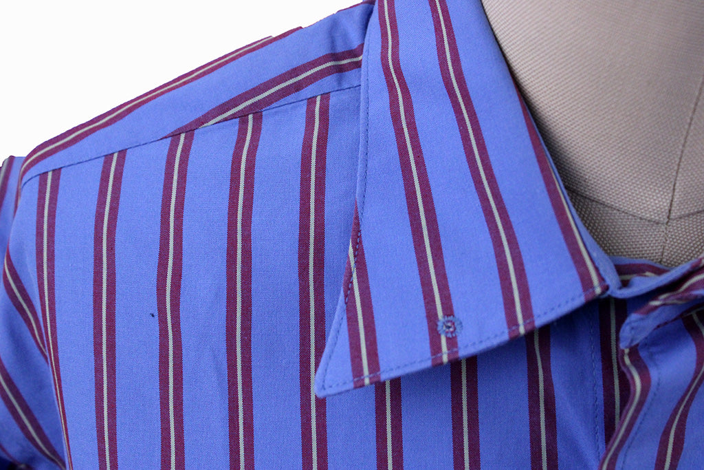 Shirt Carl Meyers Blue with Red Stripe