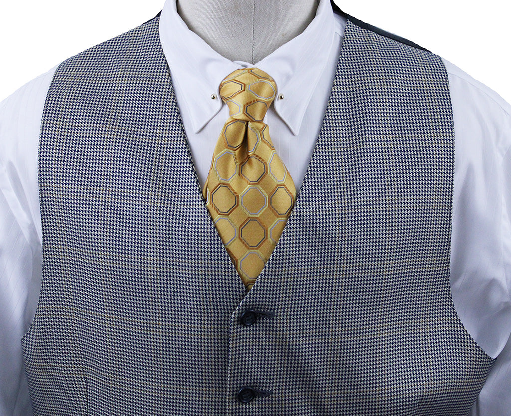 Vest Chavez Gold and Navy Houndstooth