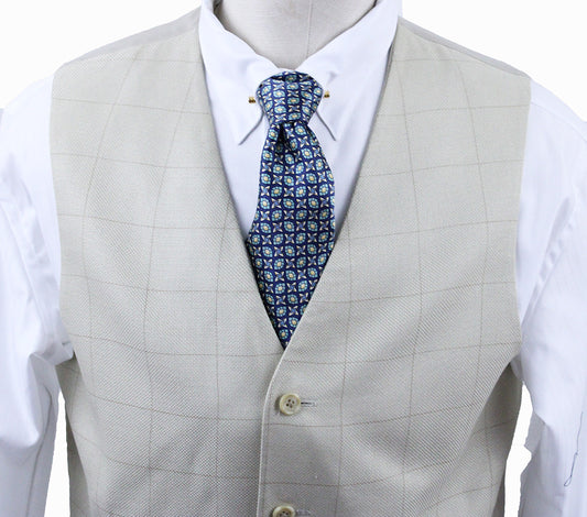 Men's Vest Marsha DeArriaga Tan with Brown Windowpane