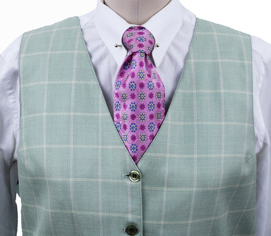 Vest Carl Meyers Sage with Pink and Green Windowpane