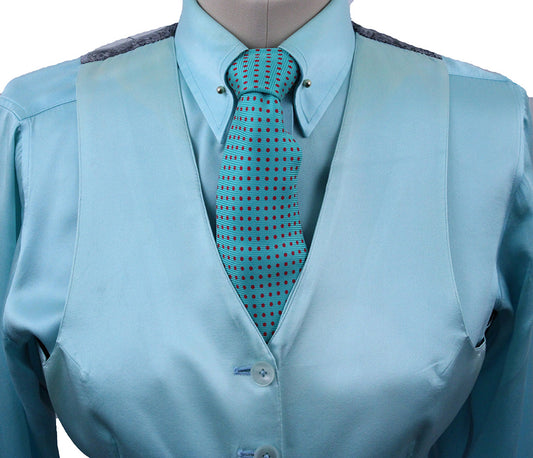 Vest/Shirt Combination DeRegnaucourt Aqua Satin