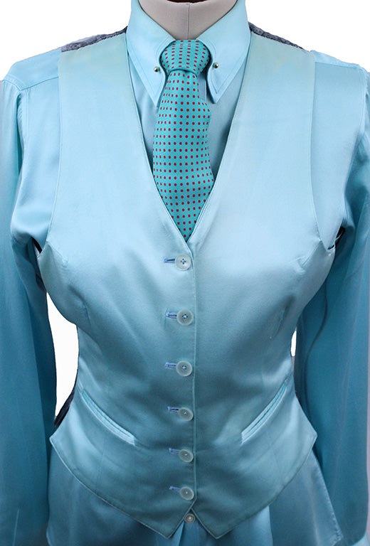 Vest/Shirt Combination DeRegnaucourt Aqua Satin