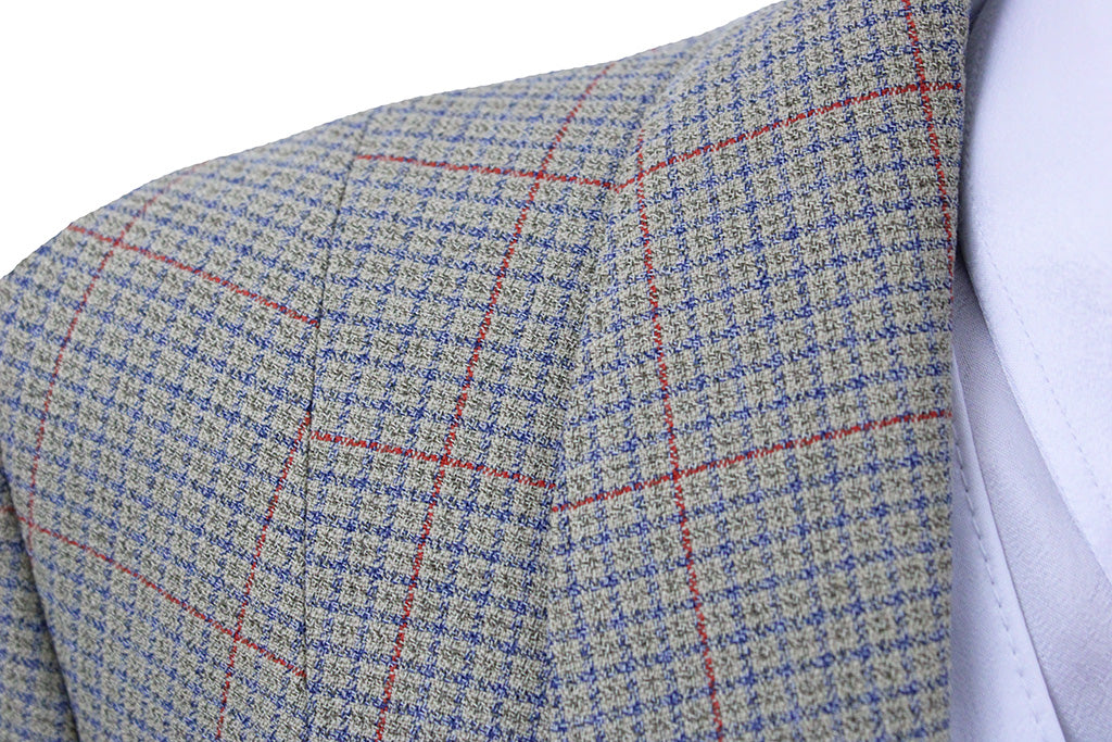 Day Coat LeCheval Tan with Blue and Orange Windowpane