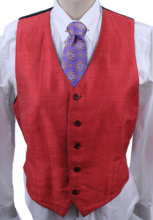 Vest Show Season Reversible Coral and Blue and Silver Box Sheen