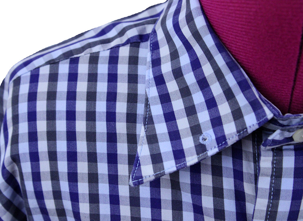 Shirt Carl Meyers Silver and Blue Gingham