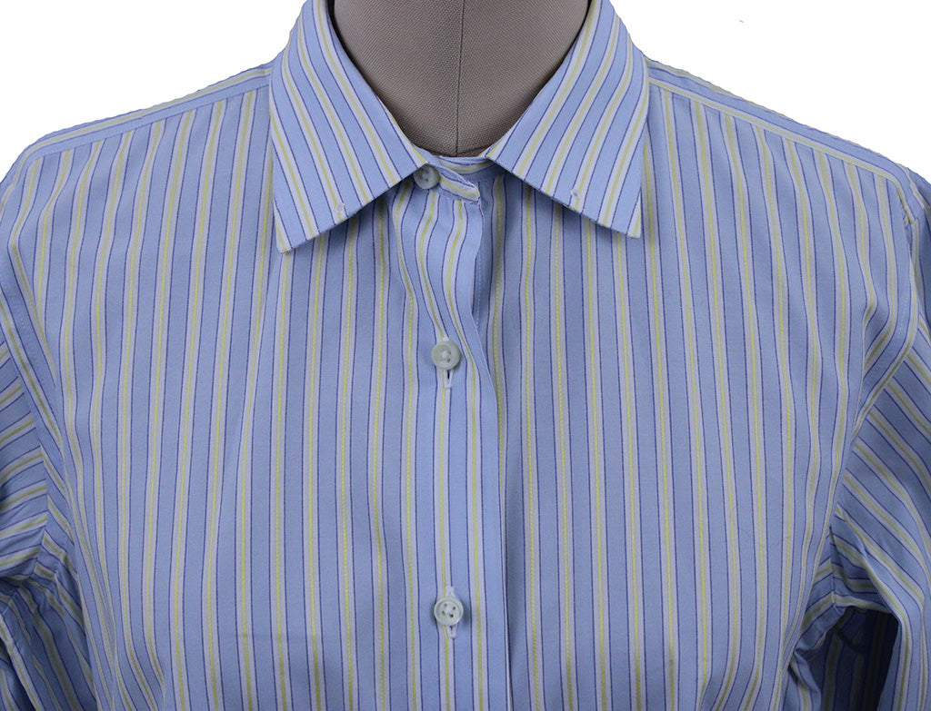Shirt Blue with Yellow and White Stripe