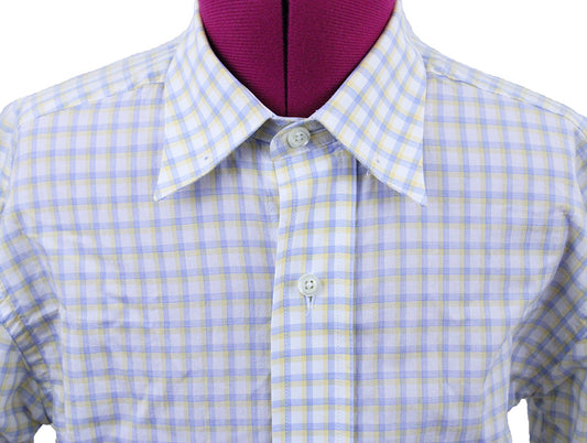 Shirt Becker Brothers White with Blue and Yellow Box Check