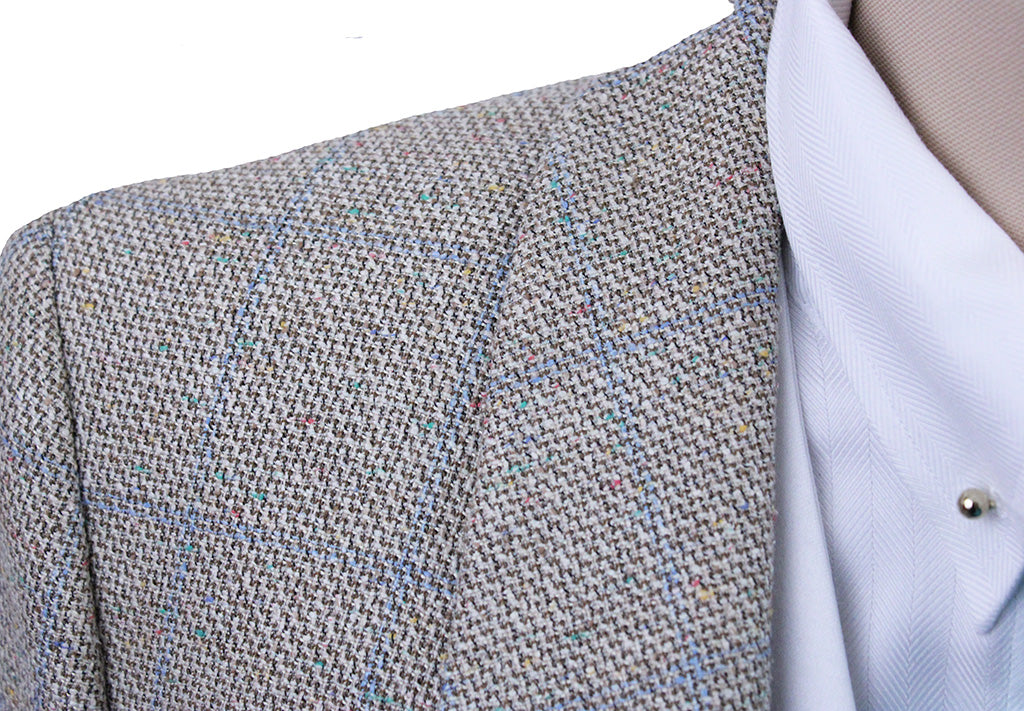 Day Coat Change of Habit Cream Tweed with Blue Windowpane