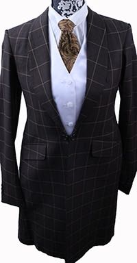 Day Coat Becker Brothers Chocolate with Black Glenplaid and Gold Windowpane