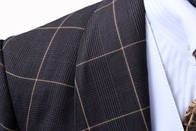 Day Coat Becker Brothers Chocolate with Black Glenplaid and Gold Windowpane