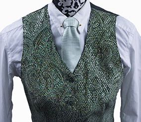 Vest Show Season Sage Sparkle Brocade