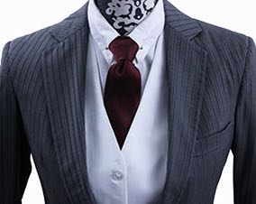 Men's Suit Frierson Grey and Silver Shadow Stripe