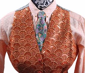 Vest Frierson Orange Sequin Brocade